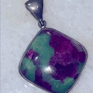 Silver Pendant with Matrix Purple and Green Jay King  Mined Stone